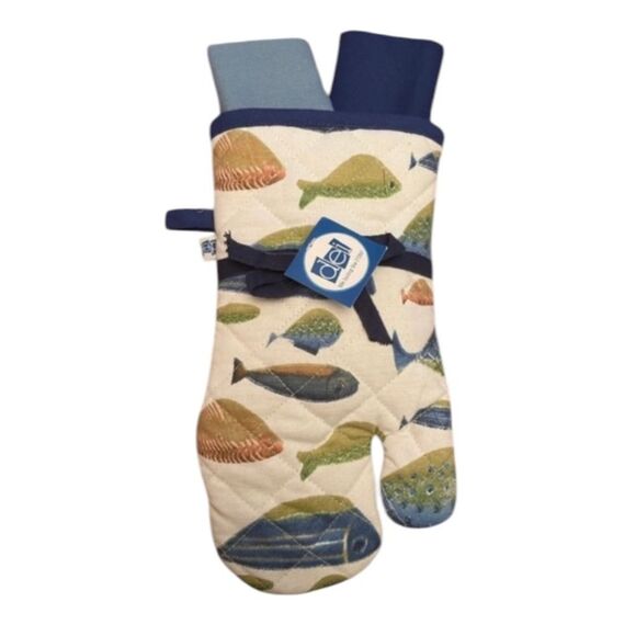 NEW Oven Potholder Mitt Napkin Set Fish Hostess Gift Raffle Basket - Picture 1 of 2